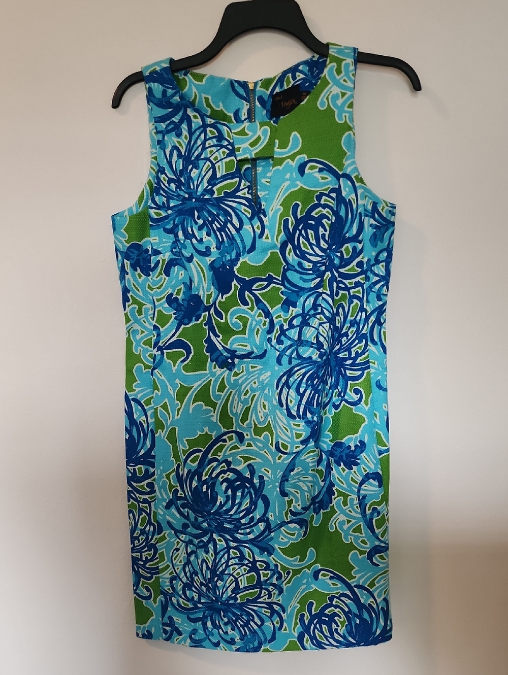 Just...Taylor Blue & Green Textured Floral Tank Dress